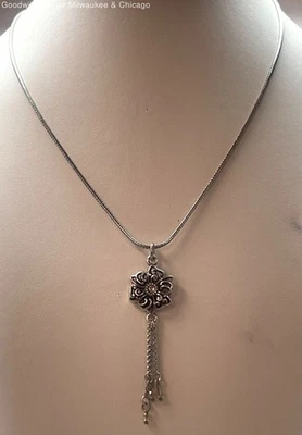 Collar colgante borla broche langosta cristal tono plata Brighton 14 g Foto 1 de 3