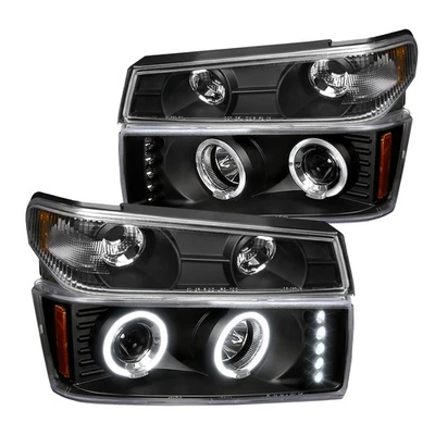 Fits 2004-2012 Gmc Colorado Black Led Halo Projector Headlight+Bumper Lamp - Image 1 of 4
