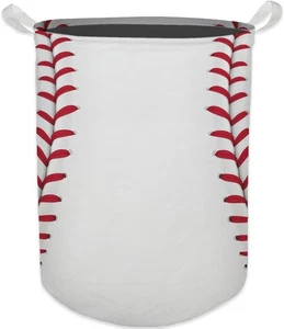 Baseball Stitch Laundry Basket, Baseball Sports Waterproof Collapsible Laundry - Afbeelding 1 van 6
