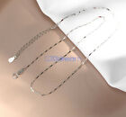 Real 925 Sterling Silver Necklace Thin Short Chain Extend Adjust Charm Ladies