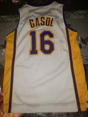 NBA LOS ANGELES LAKERS HALL OF FAME MEMBER PAU GASOL 16 ADIDAS KIDS SZ M(10-12) - Image 1 of 4