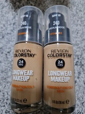 2 x MEDIUM BEIGE REVLON COLORSTAY FOUNDATION 24Hrs 30ml No 240 - Image 1 of 4