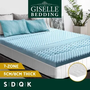 Giselle Bedding Memory Foam Mattress Topper 7-Zone 5/8cm Cool Gel Bamboo Cover - Picture 1 of 33