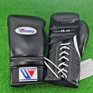 Winning Boxing Gloves MS-500 14oz lace up Type Black - Picture 1 of 11