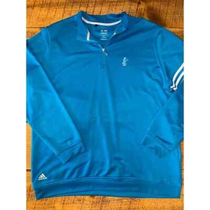 Mens Adidas Climalite Golf 1/4 Zip Bright Blue Three Striped Pullover Size XL - Picture 1 of 7
