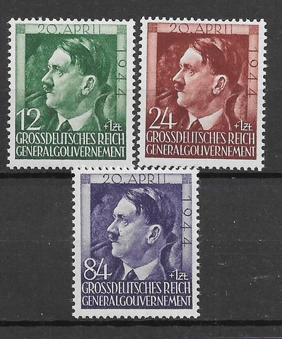 Germany's Occupation of Poland Hitler's 55th Birthday Mi #117-119 MH 1944 * Cover