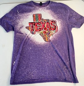 Texas lila Southwestern beleuchtet Leuchtreklame Leopard Boyfriend T-Shirt XL - Bild 1 von 5