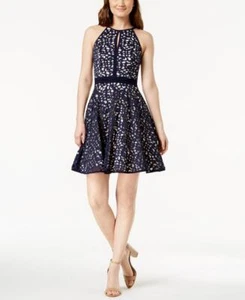 X by Xscape Women's Short Fit & Flare Dress Size 2 Cut Out Floral Lace A1390 - Picture 1 of 10