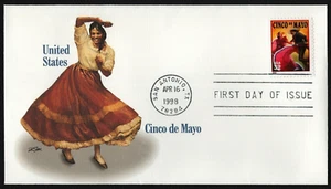 CINCO DE MAYO MEXICO PRETTY DANCER 1998 SAN ANTONIO TEXAS FLEETWOOD CACHET FDC - Picture 1 of 1