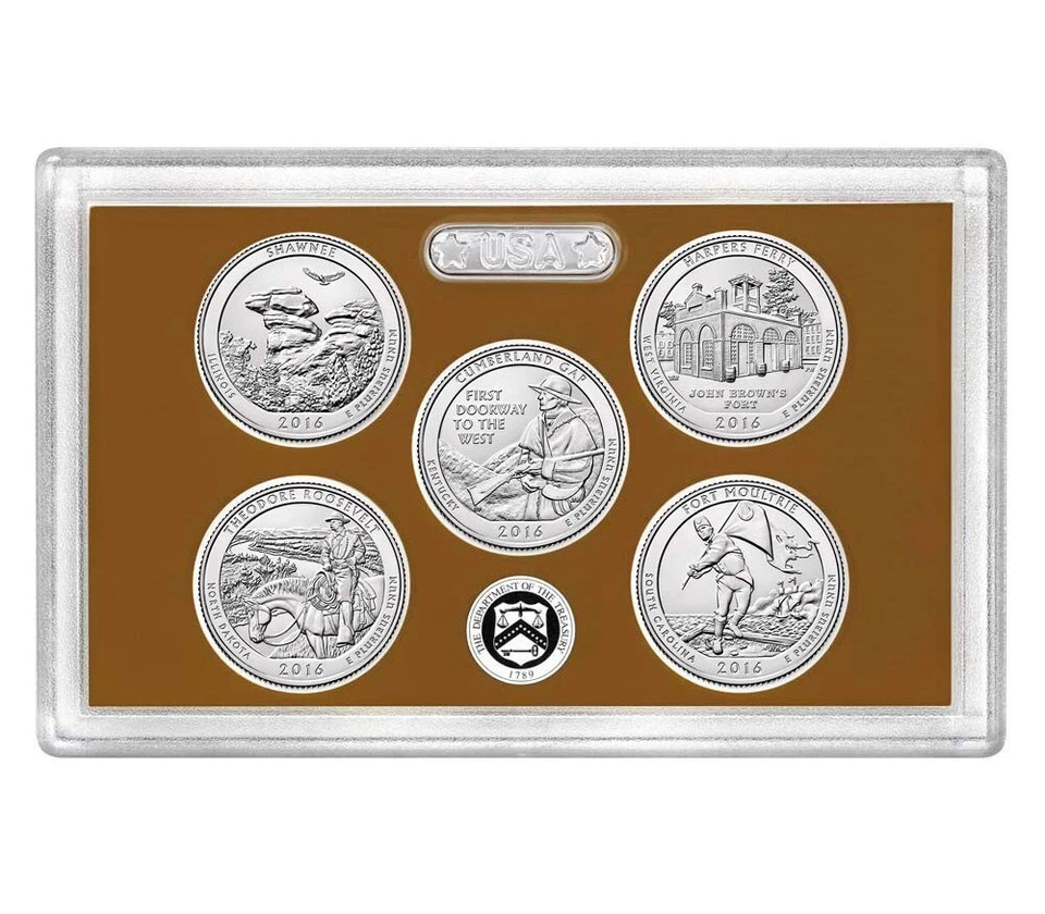 2016-S America the Beautiful  5 coin Quarter Proof Set  No Box/COA No Reserve - Image 1 of 1