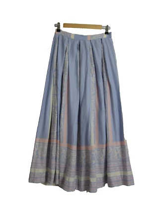 Falda De Colección Richard Evans Para Mujer XS Periwinkle Azul Rosa Rayas Paisley Japón Foto 1 de 4