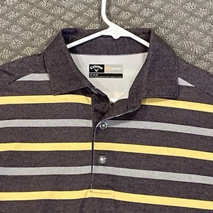 Callaway Opti Dri Golf Poloshirt Herren Medium grau mehrfarbig Streifen Stretch gebraucht, in einwandfreiem Zustand - Bild 1 von 12