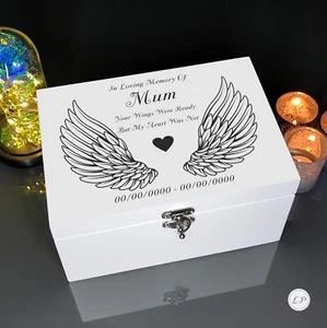Caja de cenizas conmemorativas personalizada urna alas de ángel para mamá Nan papá urna de recuerdo - Imagen 1 de 7