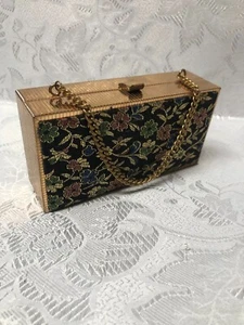 Vintage 1950er Barbara Bates Metallrahmen Clutch/Geldbörse Blumen Damast Stoff - Bild 1 von 13