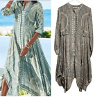 Soft Surroundings- Coastal Multi Media Patchwork Handkerchief Lace Hem Dress, L