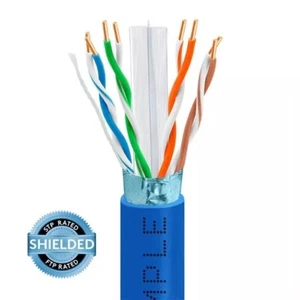 Cable Ethernet elevador Cat 6 1000 ft azul | blindado | CMR, FTP, 23AWG - Imagen 1 de 3