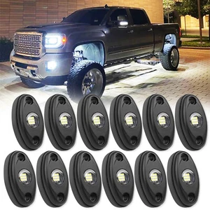 12Pods White LED Rock Light Kit Underbody Glow Neon Lamp Bluetooth Music Control - Picture 1 of 11