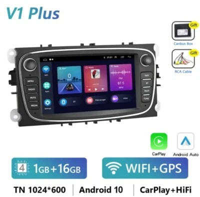 RADIO 2 DIN 7" PARA FORD FOCUS KUGA MONDEO C-MAX S-MAX GALAX BLUETOOTH CARPLAY - Imagen 1 de 4