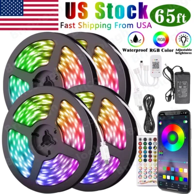 100ft LED Strip Lights 50ft 32ft Music Bluetooth APP Remote 5050 RGB Room Lights - Image 1 of 4
