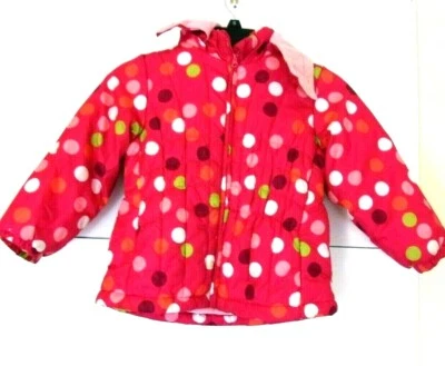 Abrigo Oshkosh Bgosh Niñas Talla M 5-6 Rosa Círculos Capucha Adjuntable y Regalo Gratis  Foto 1 de 4