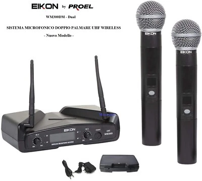Proel EIKON WM300DM DUAL DOPPIO RADIOMICROFONO UHF + 2 PALMARI GELATO WIRELESS - Immagine 1 di 4