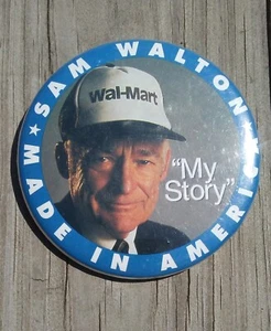 Vintage Sam Walton (Wal-Mart) My Story Made In America Button Pin - Picture 1 of 3