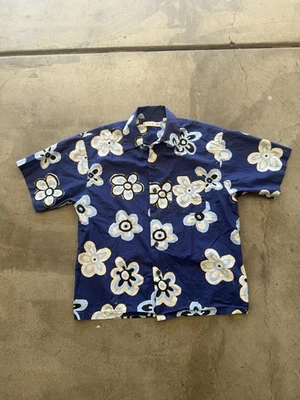 MARNI x Uniqlo blue oversized open collar short sleeve button up shirt - size XS - Image 1 of 3