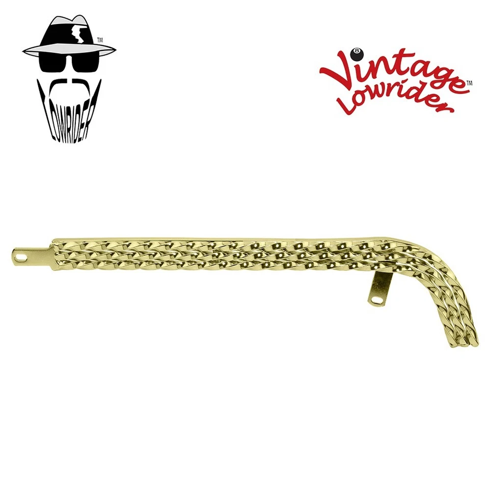 21" LONG VINTAGE LOWRIDER TRIPLE SQUARE TWISTED CHAIN GUARD FOR 26" BIKE GOLD - Image 1 of 1