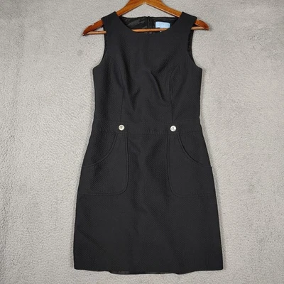 Vestido Vaina J. McLaughlin Para Mujer 4 Negro Textura Sin Mangas Modesto Minimalista Foto 1 de 4