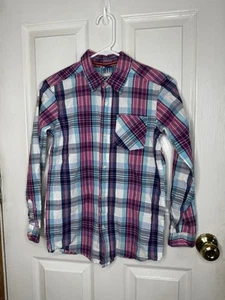 Childrens Place Plaid Button Up Shirt Boys Size Large 10-12 Long Sleeve Pink - Picture 1 of 4