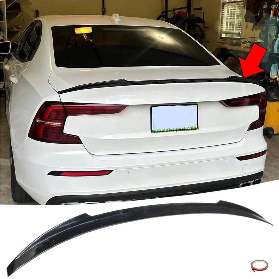 GLOSSY BLACK FITS 2019-2024 VOLVO S60 REAR TRUNK LID SPOILER WING SPORT STYLE - Imagem 1 de 4