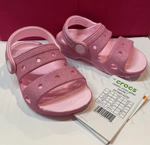 CROCS Kids' Sz 6c Classic Sandal Toddler 207983-6ZW Pink Glitter NWT - Picture 1 of 7