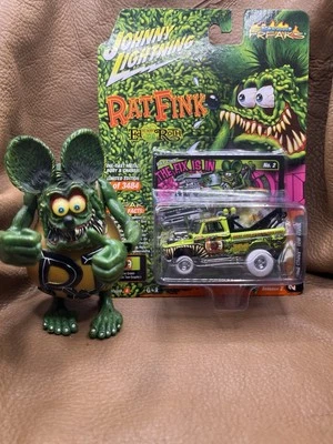 JOHNNY LIGHTNING CHASE RAT FINK CHASE 1 / 3484 CHEVY TOW TRUCK 65 GREEN MINT - Image 1 of 4