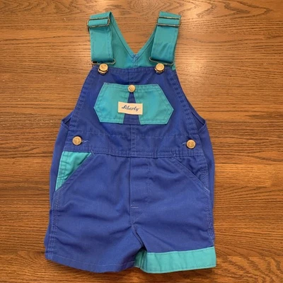 Vintage 3T Liberty Kids Toddler Overalls Shortalls 90s Color Block Retro Boys - Image 1 of 4