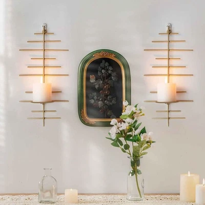 AIM & GGKK Wall Candle Sconce Holder,Set of 2 Wall Mounted Metal Candle Holder  - Image 1 of 4