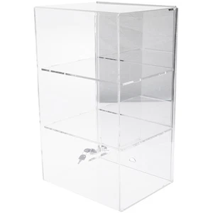 Plymor Acrylic Locking Case Sliding Back, 2 Shelf Mirrored 20.75" x 12.25" x 10" - Picture 1 of 1