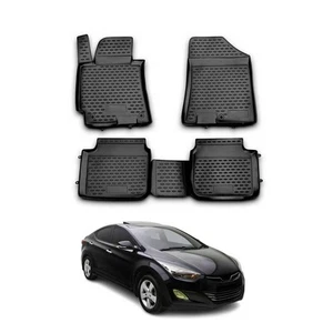 OMAC Floor Mats Liner for Hyundai Elantra 2011-2016 Black TPE All-Weather 4 Pcs - Picture 1 of 12