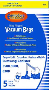 5 Samsung 212 Canister 3500, 5900, 6300 Bags - Picture 1 of 1