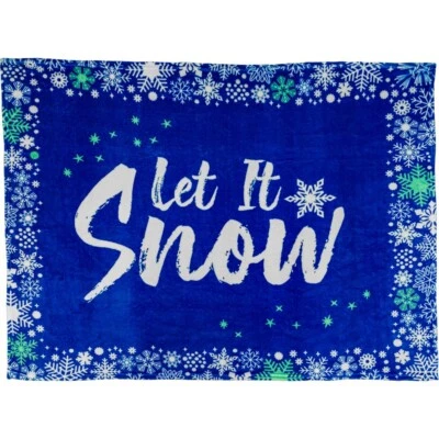 Let It Snow 50x60in Blue Soft Plush Christmas Bedroom Sofa Couch Throw Blanket - Image 1 of 4