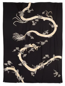 NEW Natori Luxe Charm Dragon Embroidered Throw Black 55" x 70" - Picture 1 of 1