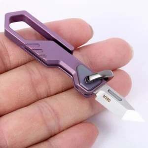 EDC Titanium Alloy M390 Blade Keychain Folding Pocket Knife Outdoor Camping EDC - Picture 1 of 16