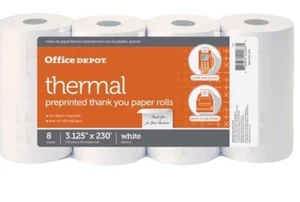 Office Depot Thermal Preprinted Thank You Paper Rolls 8 Pack 3.125" x 230' - Picture 1 of 3