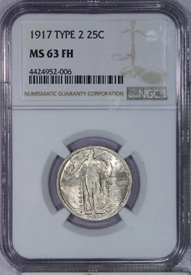 1917 Standing Liberty Quarter 25c NGC MS63FH - Type 2 - Image 1 of 2