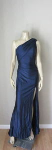 Sexy Vestido de Noche La Femme Azul Largo Completo Un Hombro Muslo abertura Talla 4 - Imagen 1 de 6