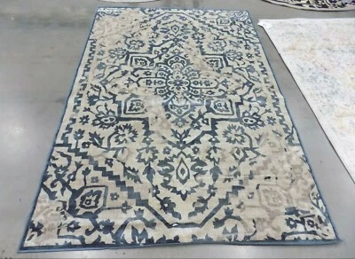 Tapete manchado CREME/AZUL 5'-3" X 7'-6", preço reduzido 1172586638 VTG135-7340-5 - Imagem 1 de 4