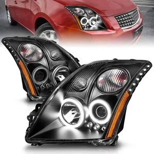For 2007-2009 Nissan Sentra Black LED Headlights Assembly Amber Corner Headlamps - Picture 1 of 7