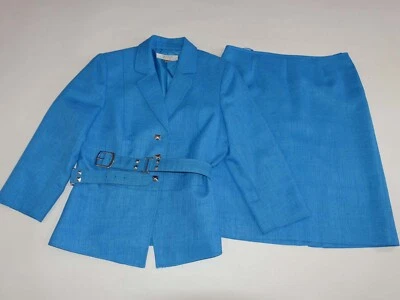 Blazer falda traje para mujer Tahari Arthur S. Levine talla 10 azul mangas 3/4 ASL Foto 1 de 4