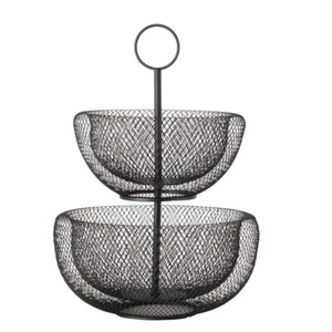 Dekoschalen 42 cm Schwarz Schüssel Design Obstschale Deko Etagere Draht Korb - Picture 1 of 5
