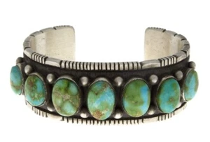 Sonoran Gold Turquoise Row Bracelet By Navajo Artist Calvin Martinez - Picture 1 of 5