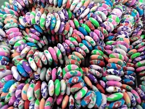 Hmade Polymer Clay Flat Round, Mixed Colours, 9.5-10.5x3.5mm ,Approx 104pcs - Picture 1 of 3